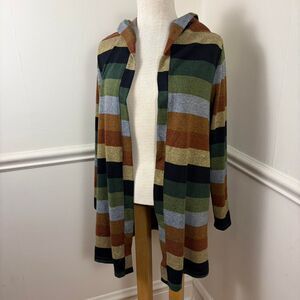truself striped hooded cardigan